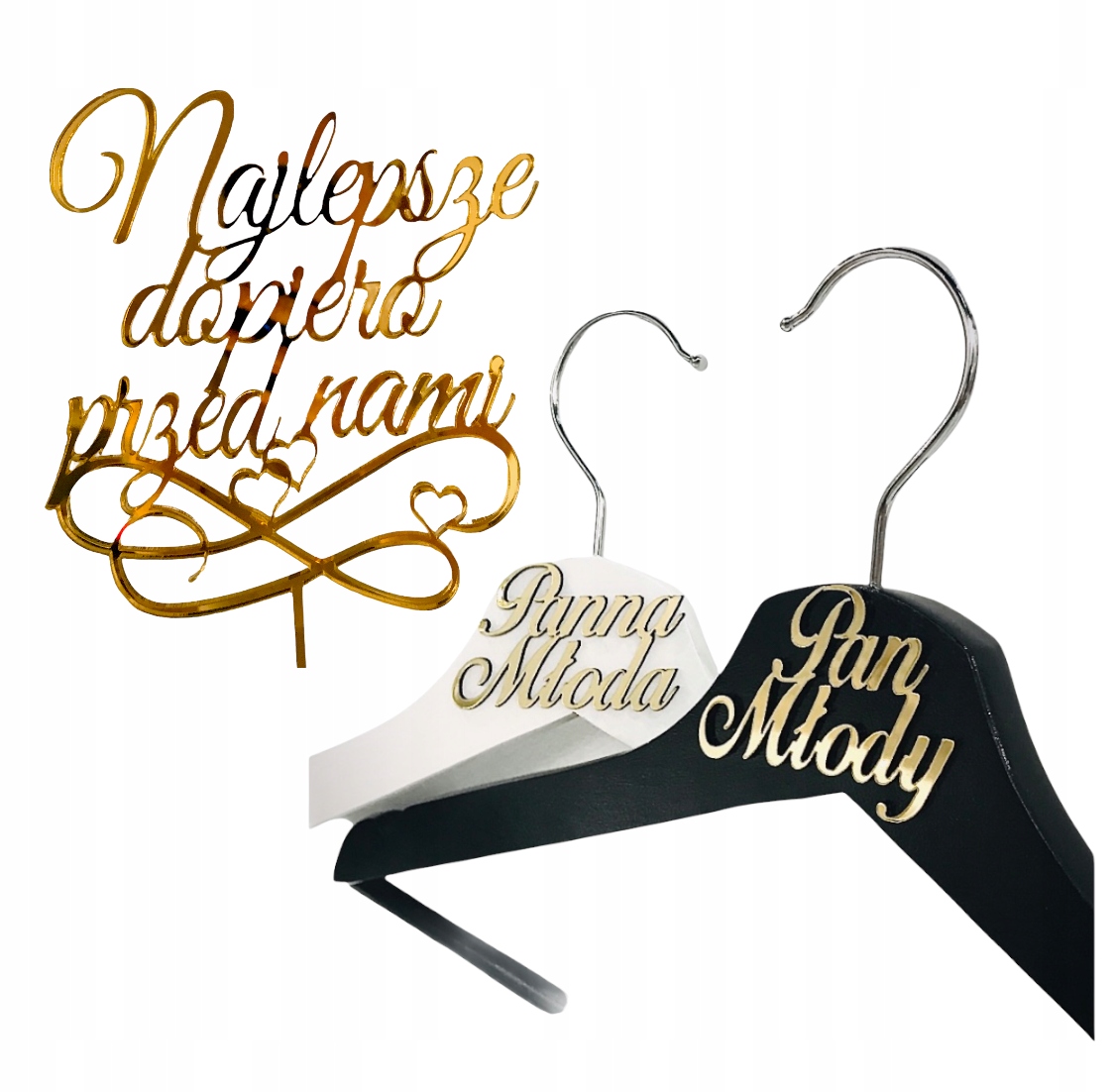 WIESZAKI ŚLUBNE PANNA MŁODA PAN MŁODY ZŁOTY NAPIS