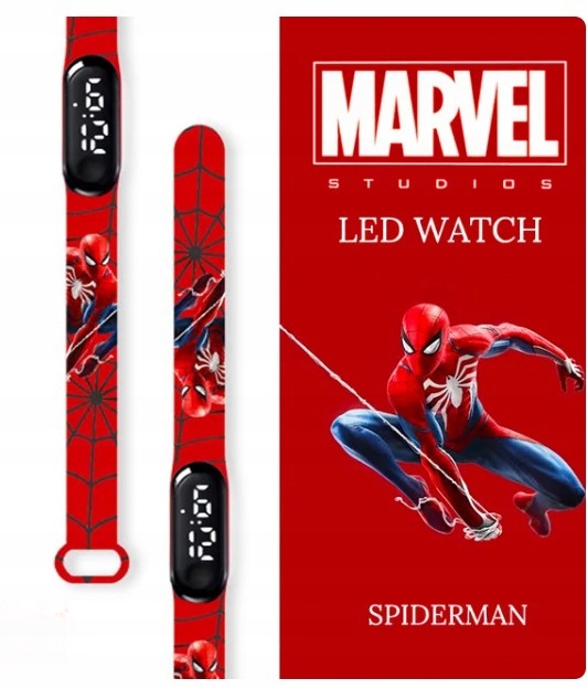 Zegarek cyfrowy LED Spider-Man Czerwony EAN (GTIN) 7899636329004