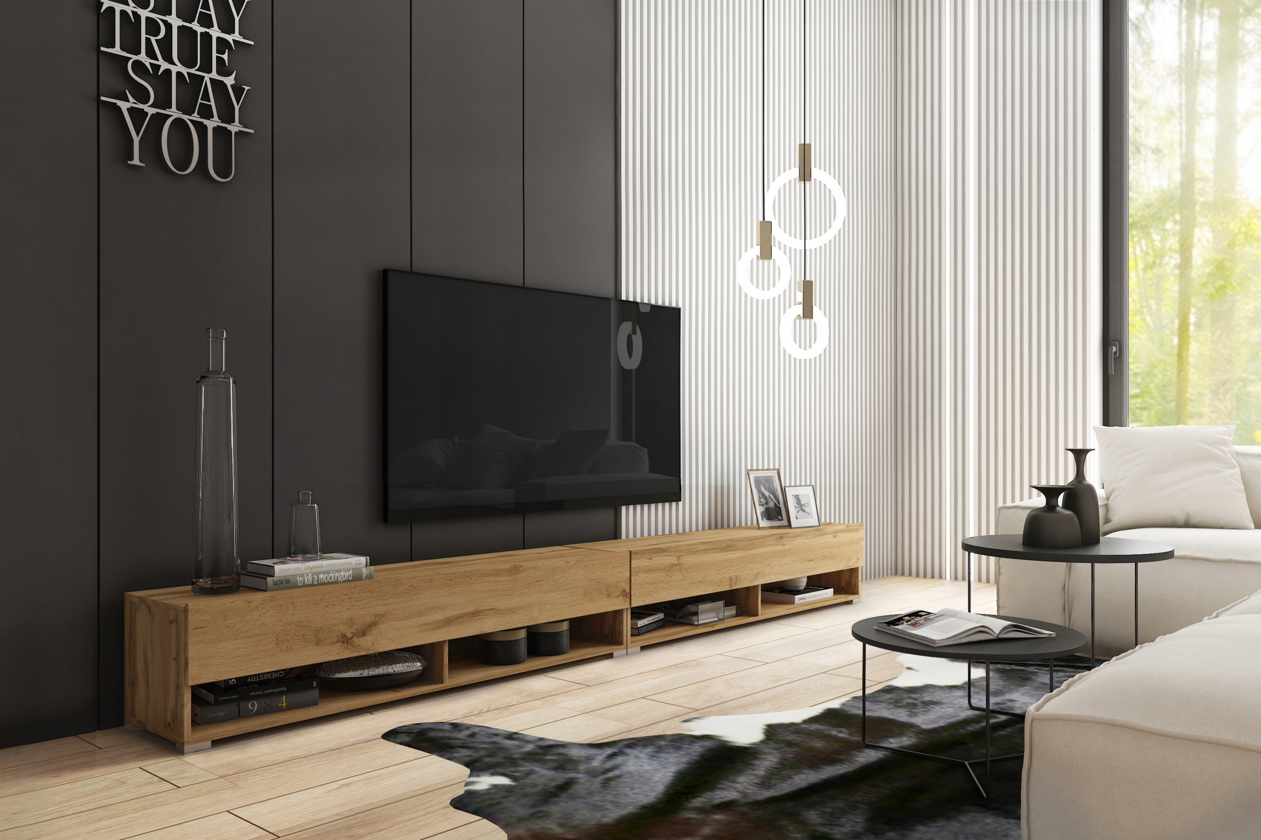 Nowoczesna szafka pod telewizor APOLLO I, Lowboard 280 cm, komoda RTV