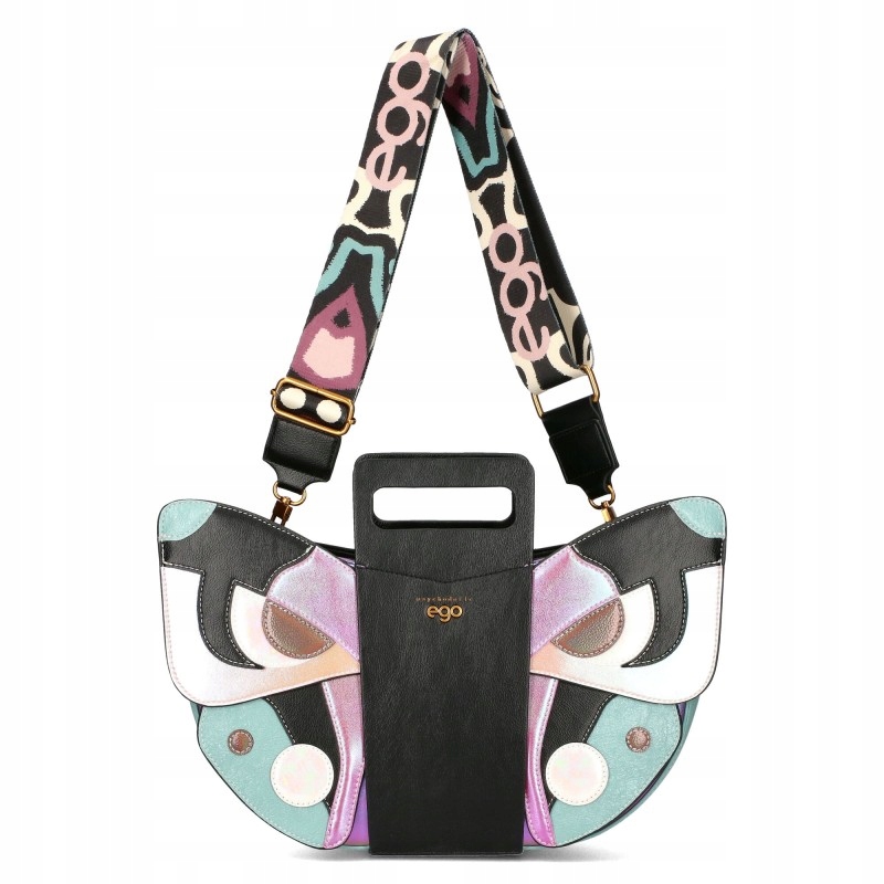 Ego Torebka Damska Listonoszka Z Odpinanym Motylem Skóra Logowany Pasek
