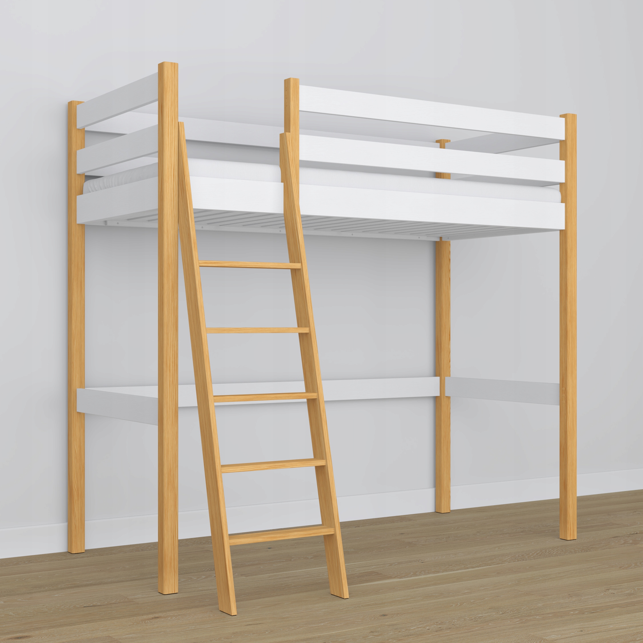 Łóżko na antresoli N03 biało sosnowe 80x200 Marka inna