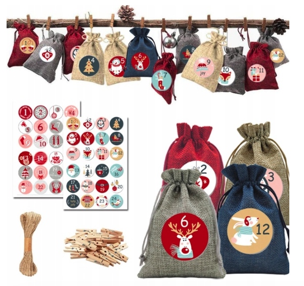 KALENDARZ ADWENTOWY DIY WISZĄCY WORECZKI SZNUREK Marka inna
