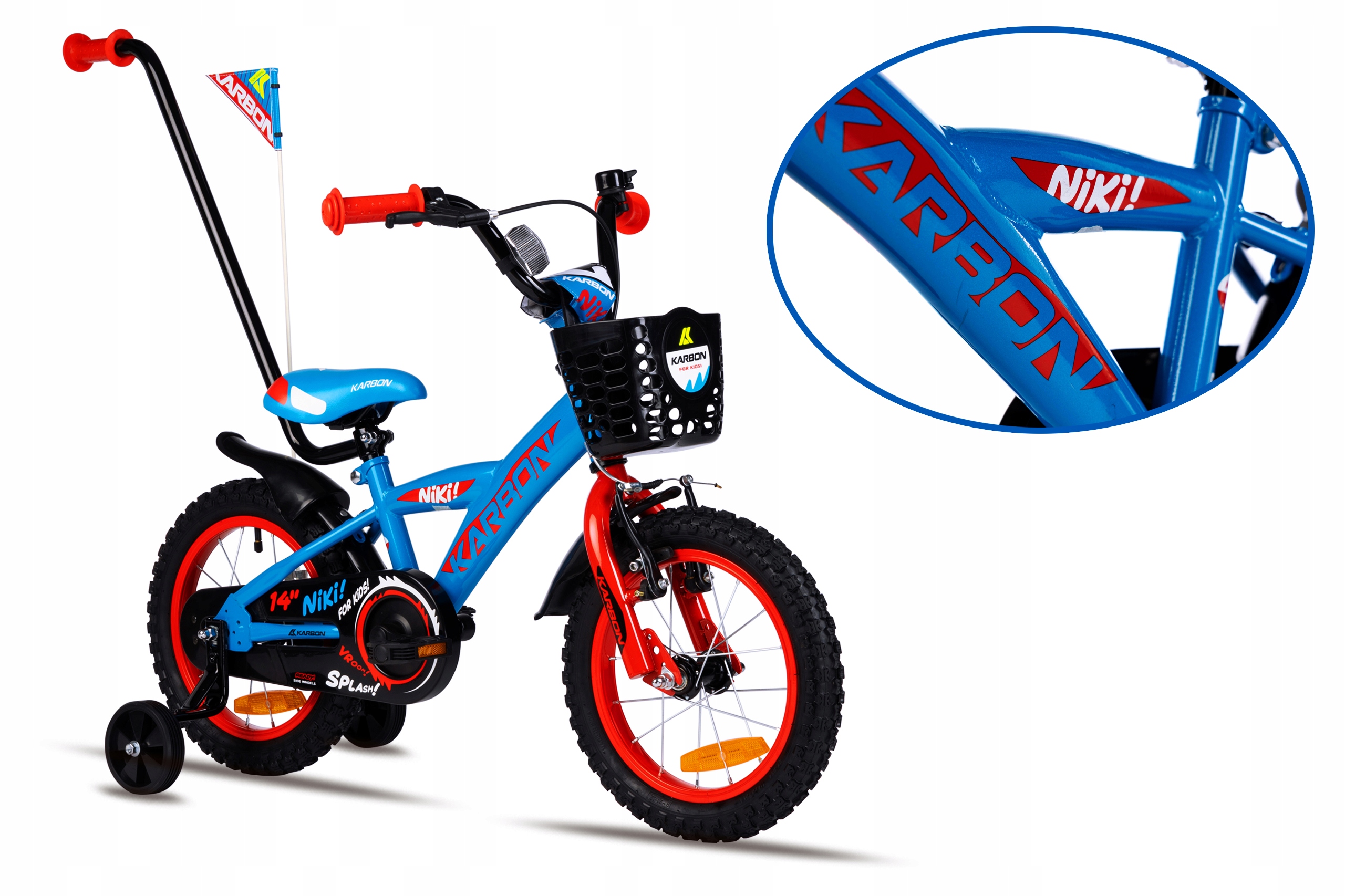 Rower Karbon 14" Niki Niebiesko-czerwony Stalowy