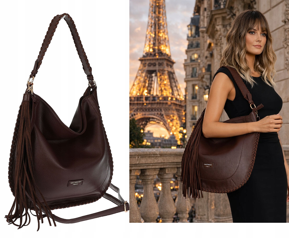 Torebka damska shopper worek lekka listonoszka JC006 Czekoladowa