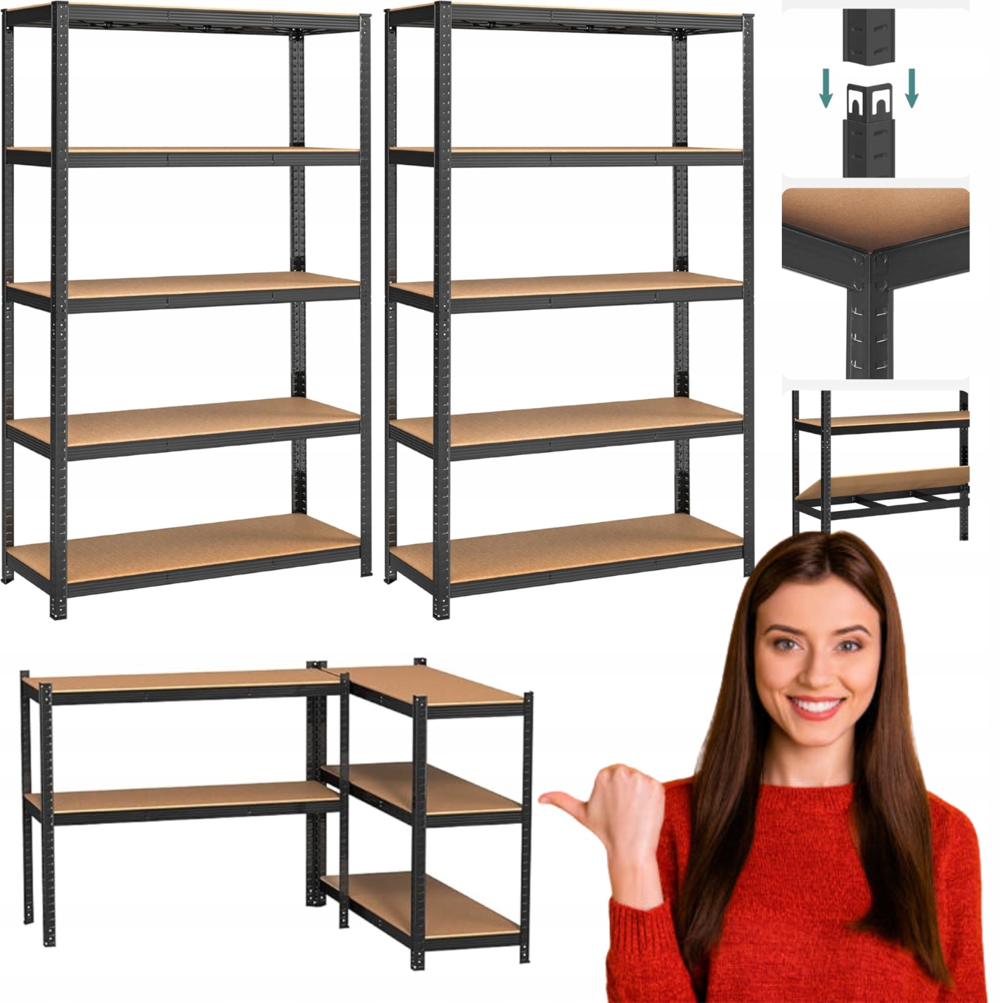 Sada 2 regálů do spíže Garáž Kuchyně Nastavitelné police na knihy Boty