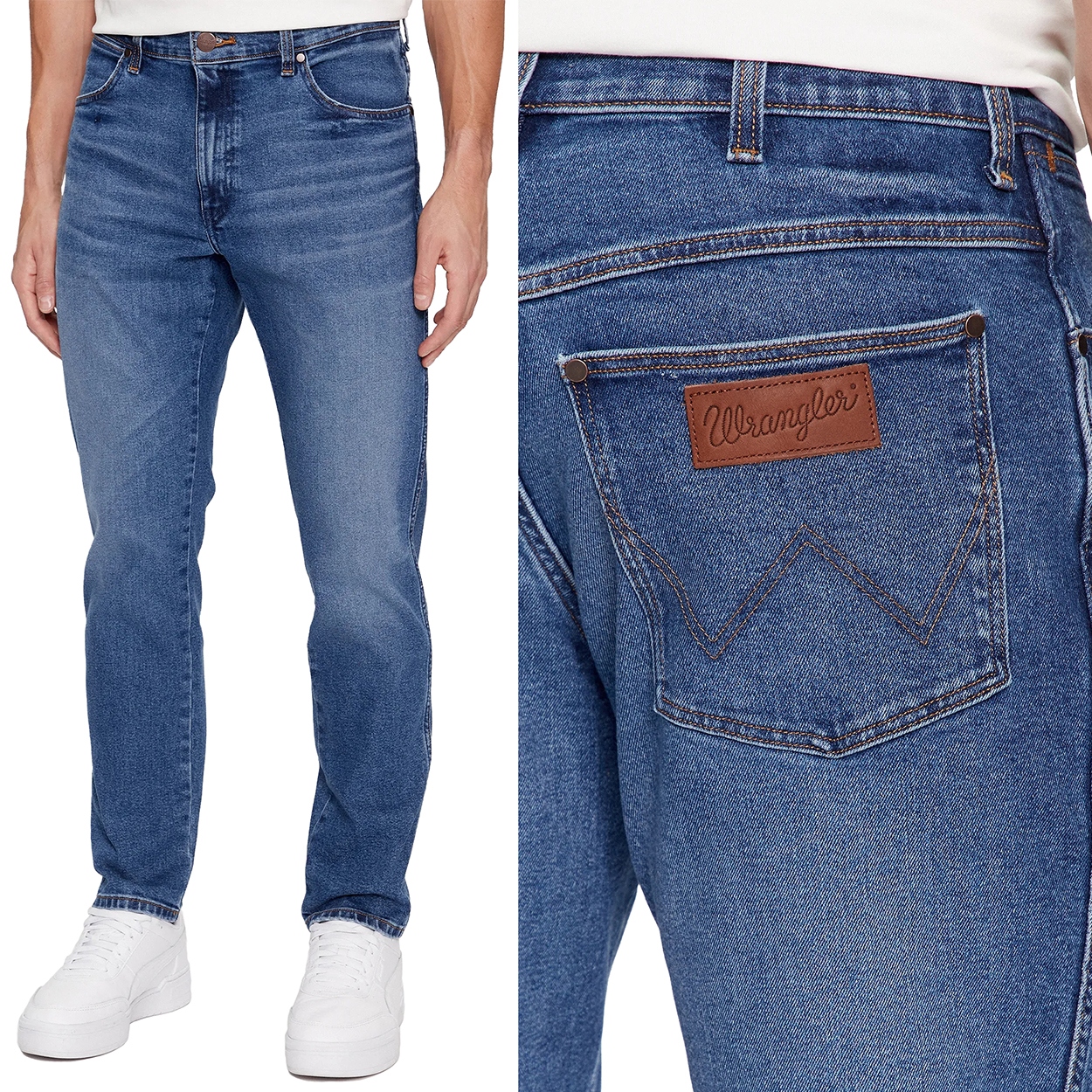 Wrangler River regular tapered Neptun 365 Warm džínové kalhoty W32 L34