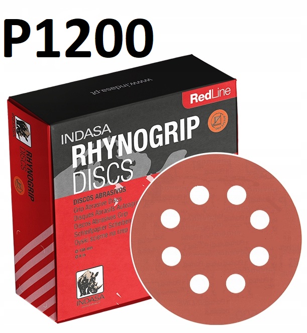 

Indasa Red Krążki Ścierne Rzep 125mm 8H P1200 10x