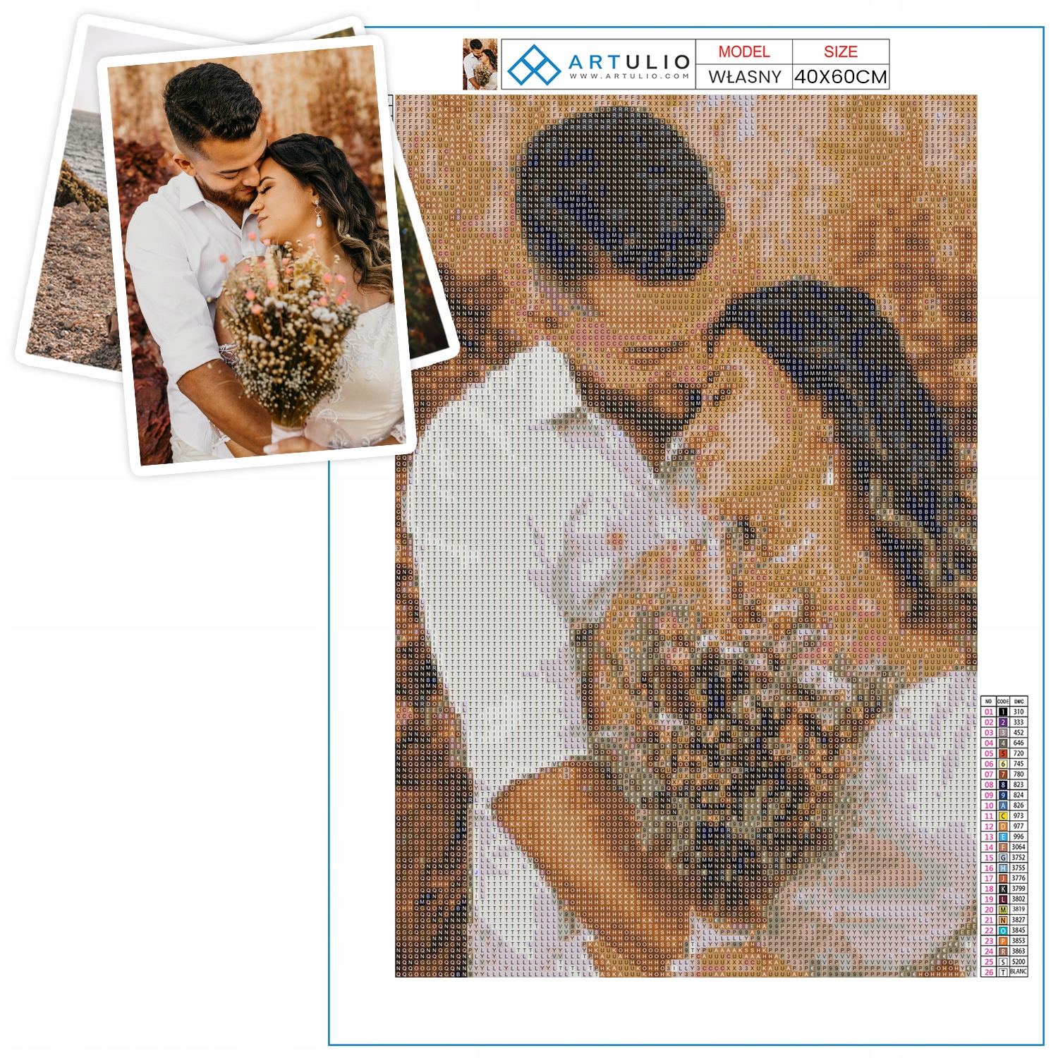 Diamond Painting z vlastní fotografie Velká mozaika 60x40cm Výšivka na dárek