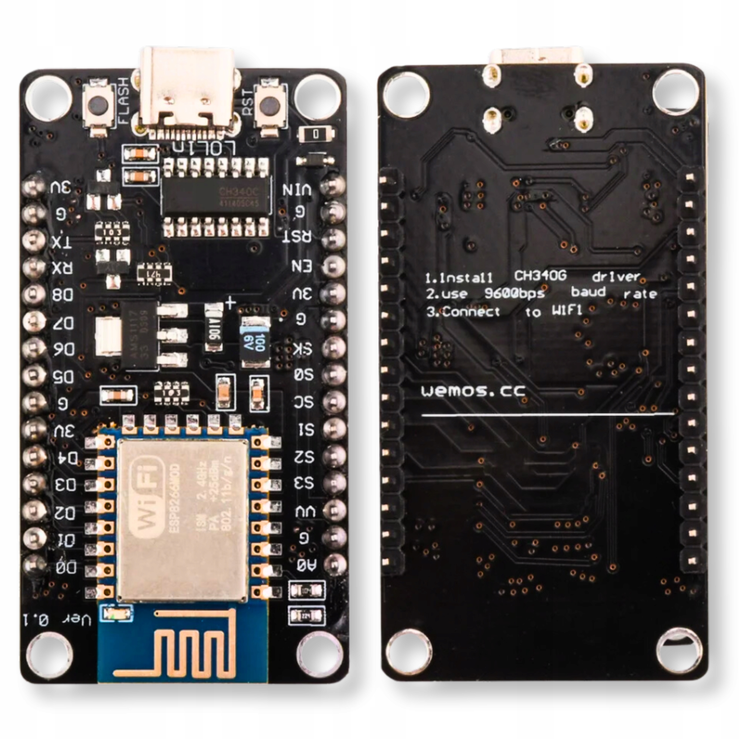 WIFI modul ESP8266 + USB C 30PIN NodeMCU V3 Arduino WIFI IoT CH340 ...
