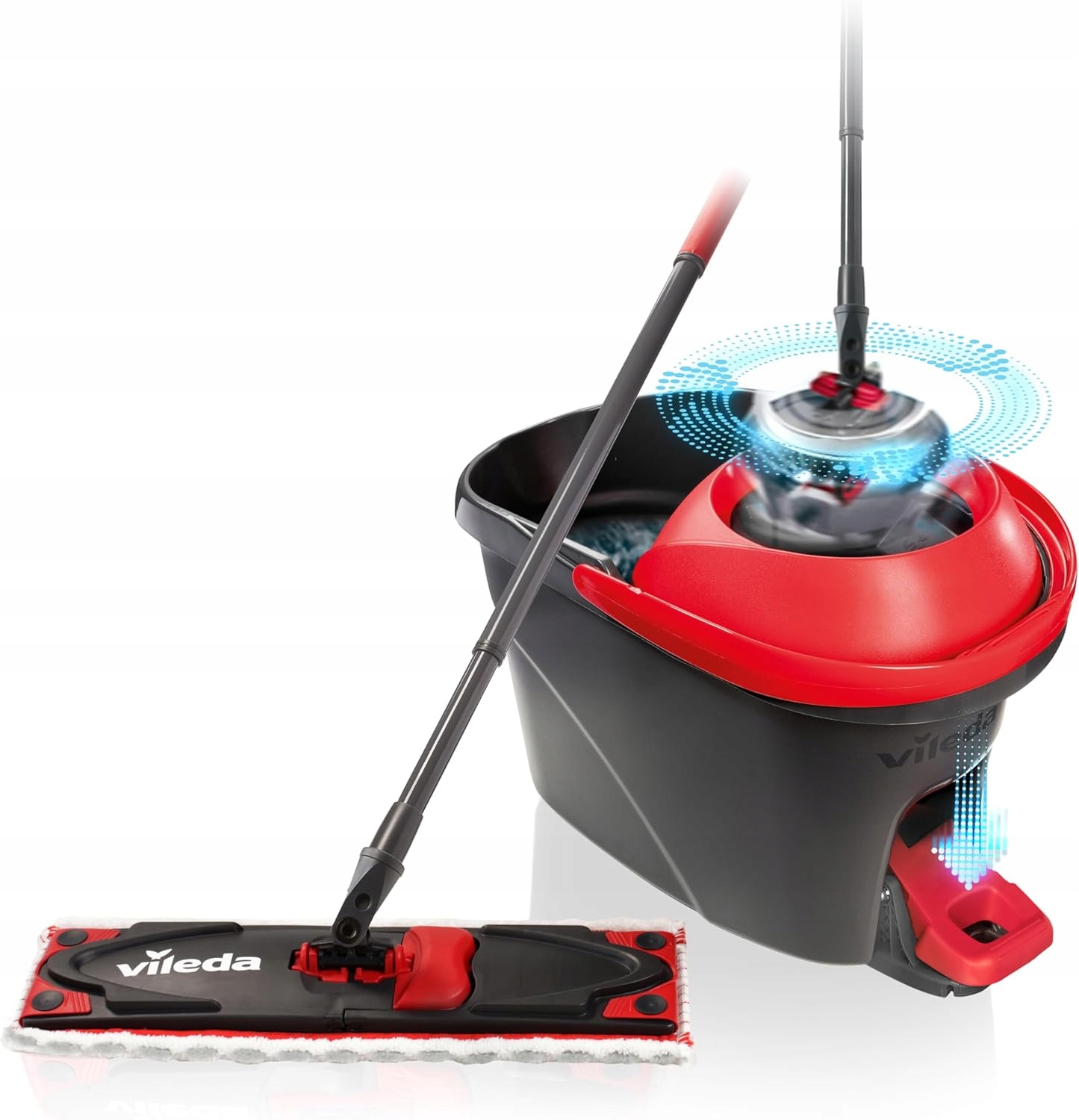 Levně Plochý Mop S Otočným Kbelíkem, Teleskopický Systém Ždímání, Mikrovlákno