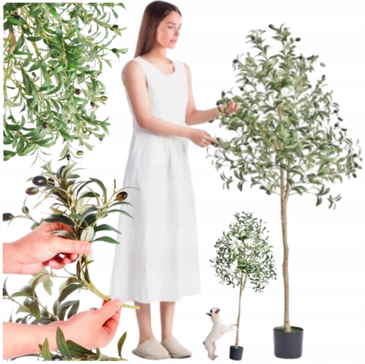 umělý olivovník 150 cm olivový strom s ozdobným květináčem, realistický