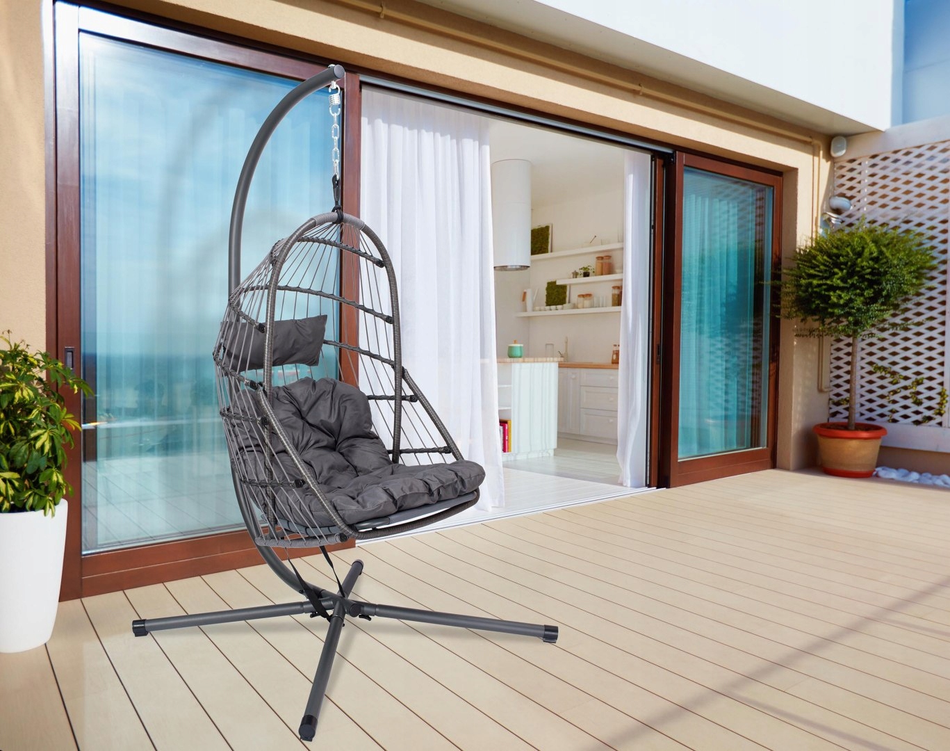 FOTEL WISZĄCY HUŚTAWKA HAITI SZARY Producent eHokery