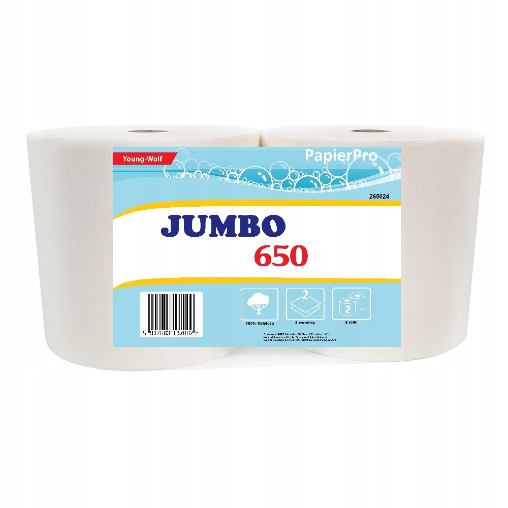 

Czyściwo celulozowe Jumbo 650 2 rolki bezpyłowe