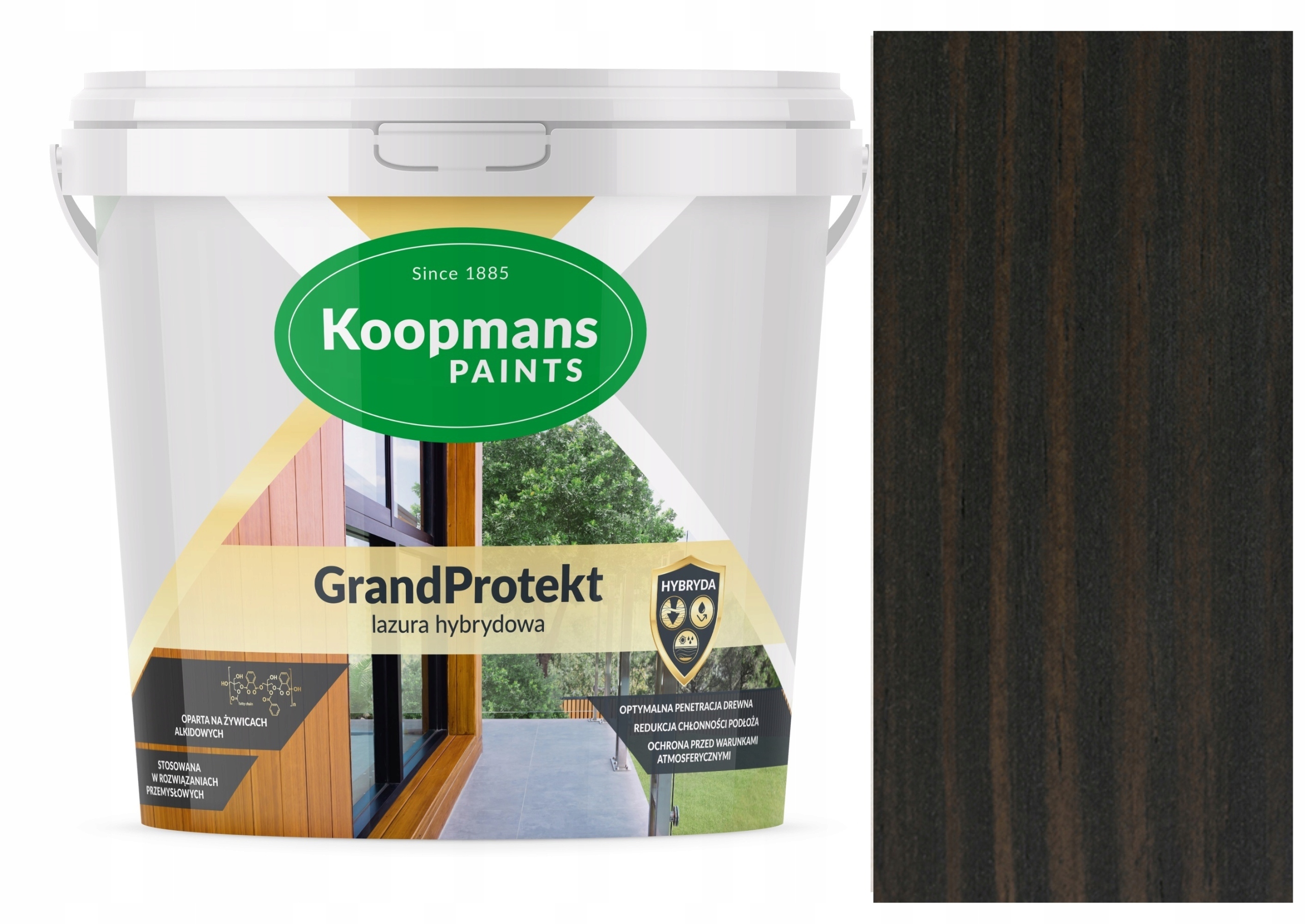 Koopmans GrandProtekt Hybridná Lazúra Na Drevo 10L Zemista Čierna 915