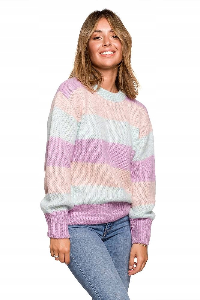 

Be Knit BK071 Sweter W Pasy Wielokolorowe M (s/m)
