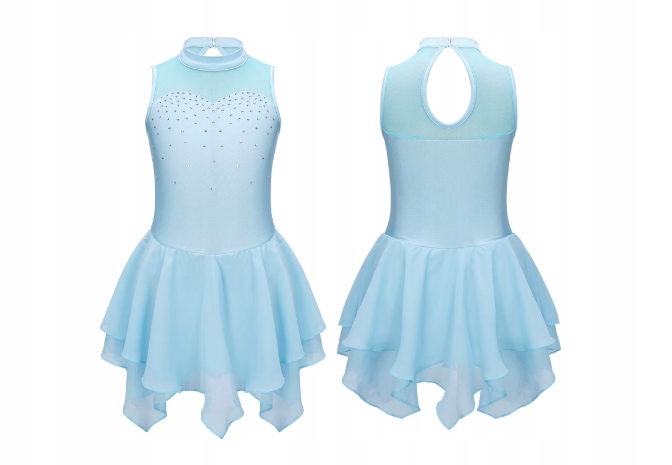 Strój Do Gimnastyki 134 Balet Body Sukienka Tutu Do Tańca Błękitna 2668