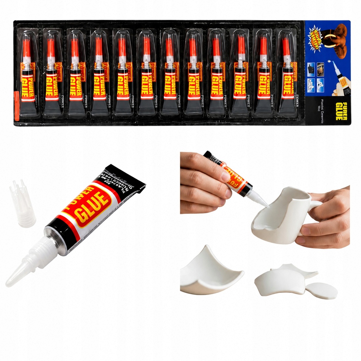 Klej Superglue Szybkoschnący Mocny 12 Tubek Zestaw