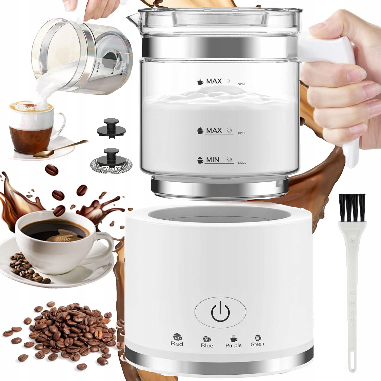 4V1 500 ML Elektrický Napěňovač Mléka Na Kávu Latte Art S Drip Tipem