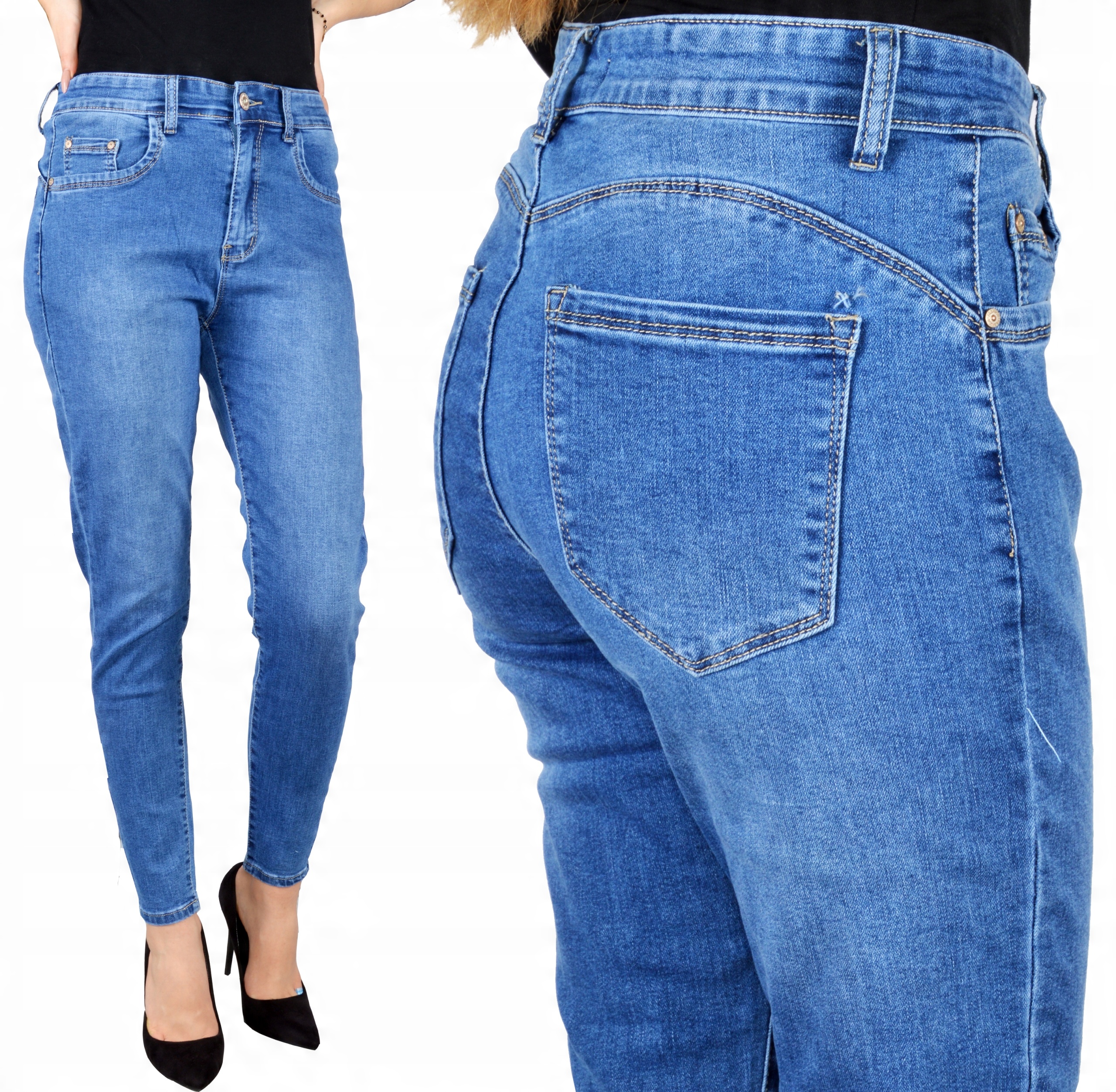 

Damskie Spodnie Jeansy Jeansowe Plus Size Push Up