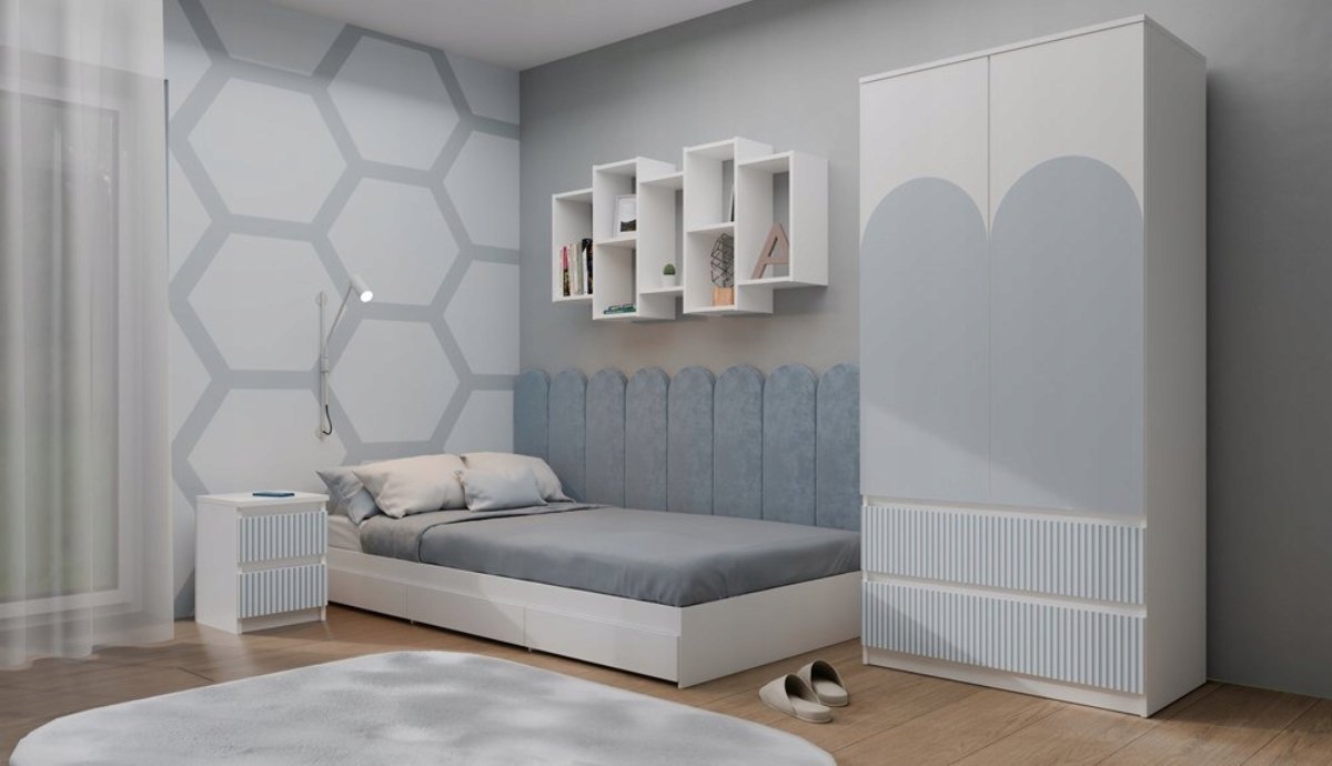 SZAFKA NOCNA 2 SZUFLADY STOLIK NOCNY PÓŁKI KOMODA DO SYPIALNI Kod producenta Szafka nocna do pokoju dziecięcego