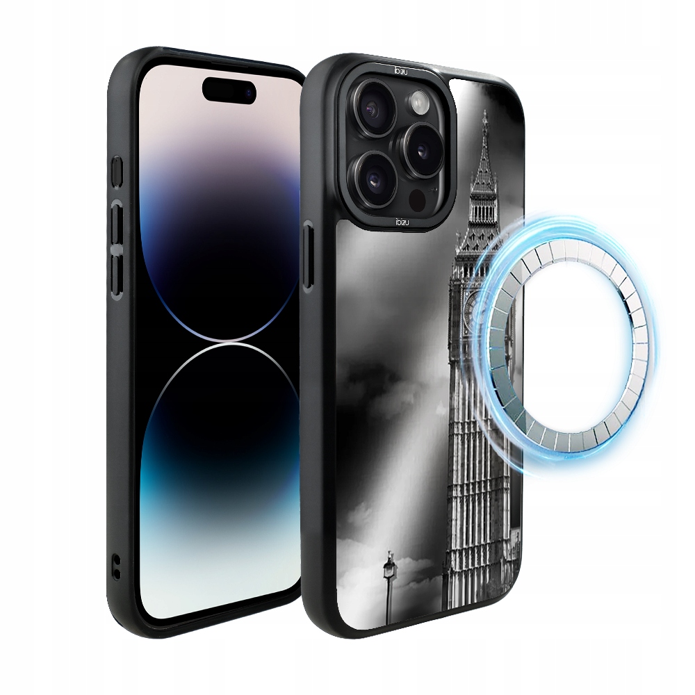 Matný Pouzdro Ibizu DropGuard s MagSafe a motivem Big Bena pro iPhone 14 Pro Max