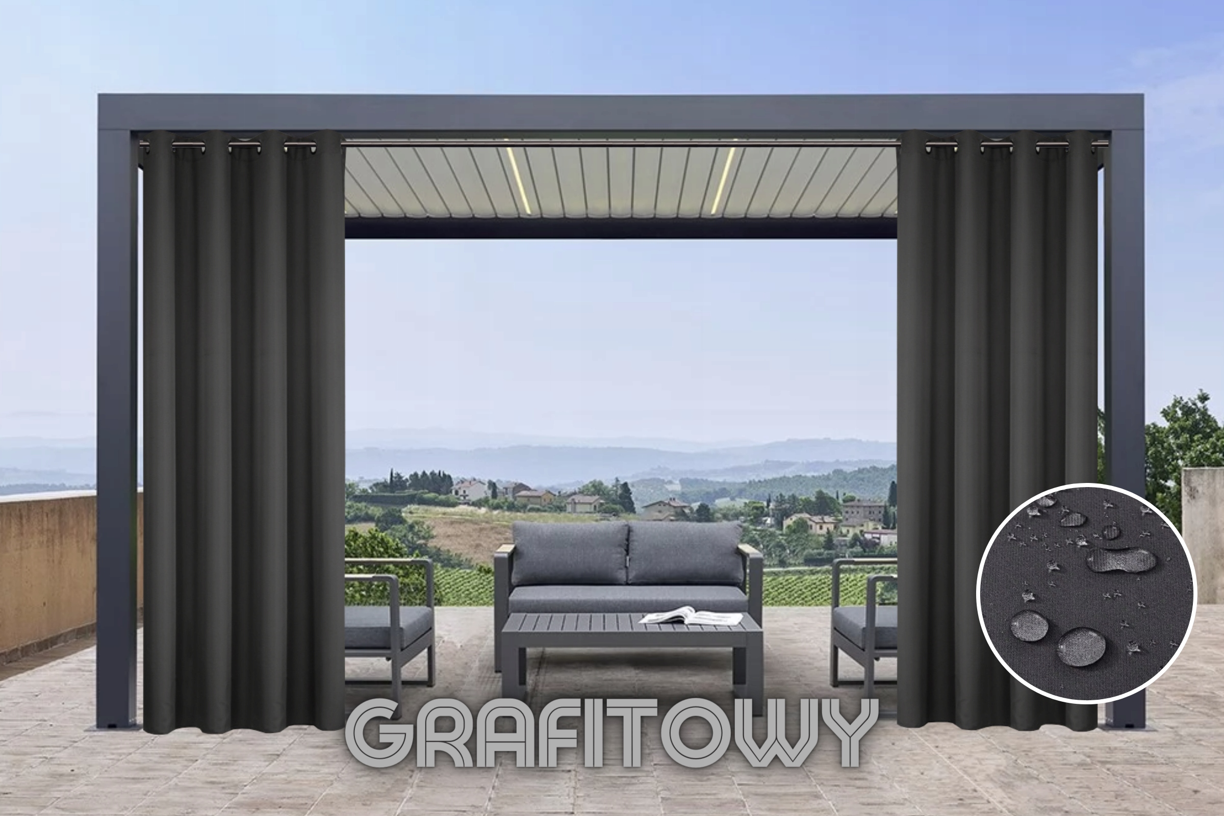 ZASŁONA WODOODPORNA 155x240 NA TARAS OGRODOWA Długość 2.4 m