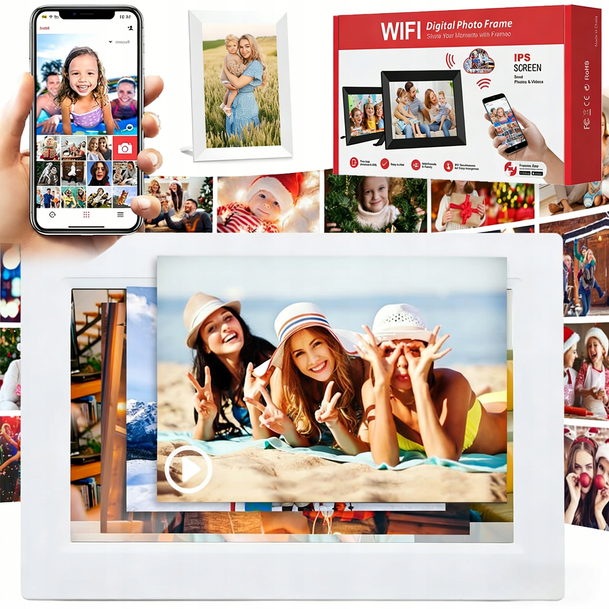 Digitální Rámeček Na Fotografie 10.1'' 1280X800 Wifi Hd Ips Dotykový Displej 32GB