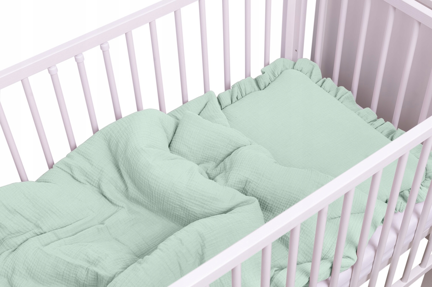 POŚCIEL MUŚLINOWA Z FALBANKĄ 120X90 Z WYPEŁNIENIEM