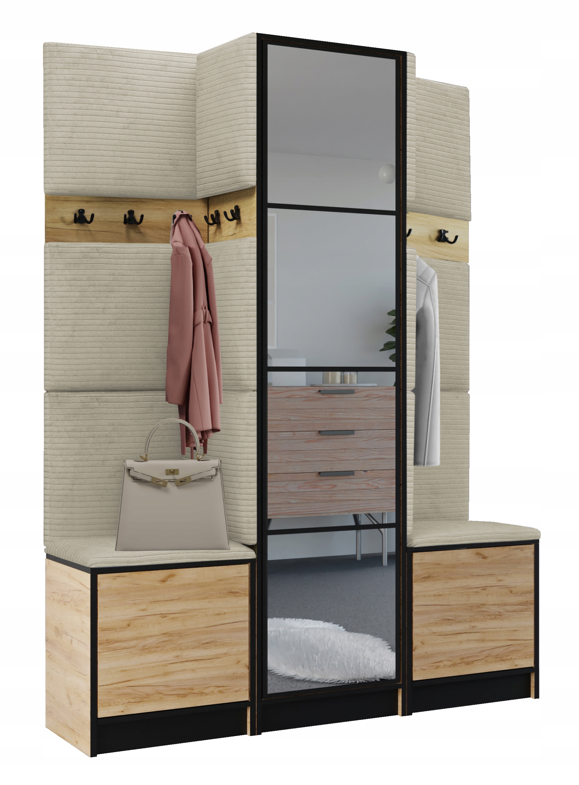 Šatní skříň Costa 16 dub craft zlatý tkanina poso 100 béžová Vzor 1