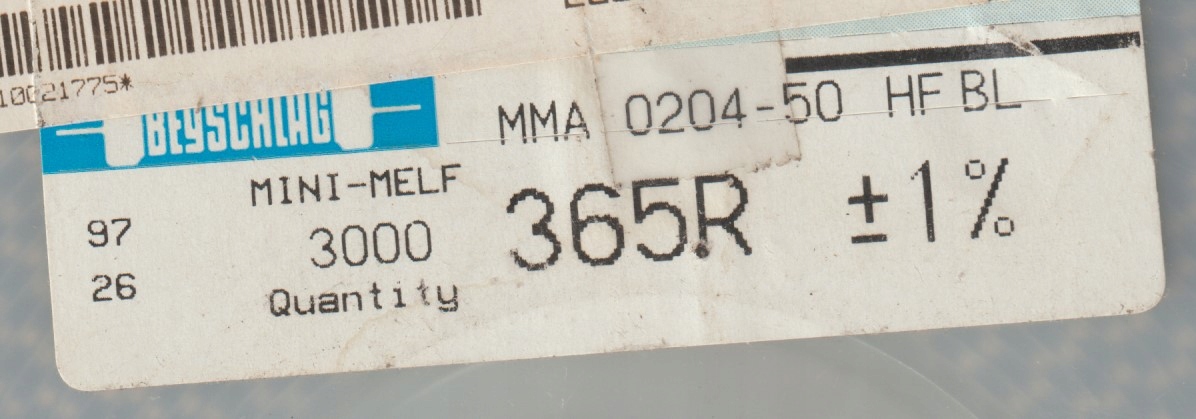 [20szt] 365R 1% 50ppm rezystor Smd mmelf MMA0204HF Beyschlag high frequency