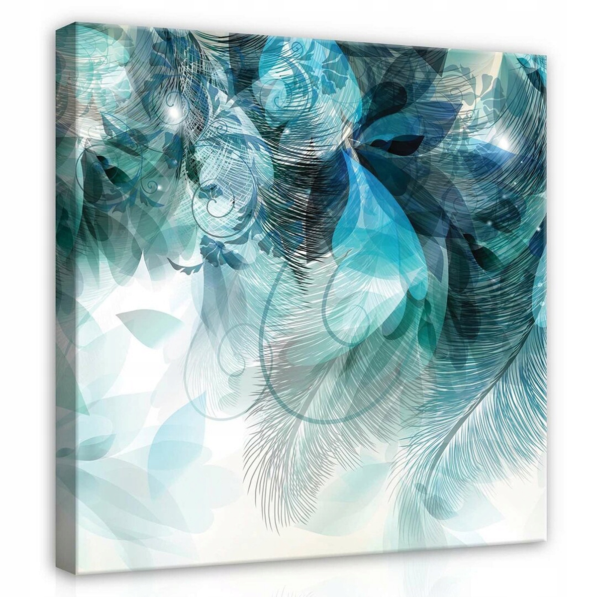 Obraz Na Plátně Canvas 80x80 Listy Rostliny Tyrkysová Smaragd Abstrakce