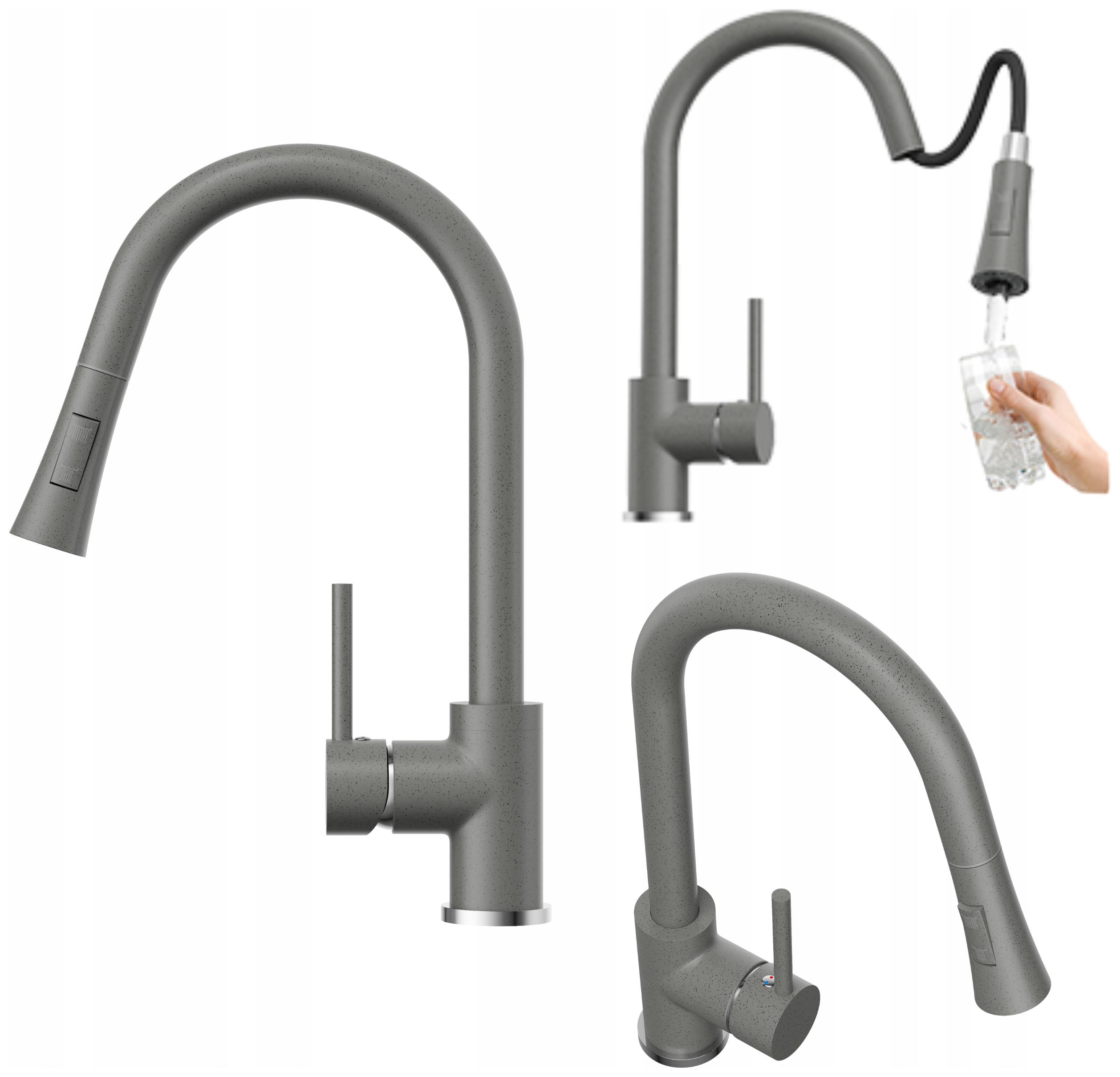 Kuchynská batéria do drezu s výsuvným výtokom Libra šedá škvrnitá