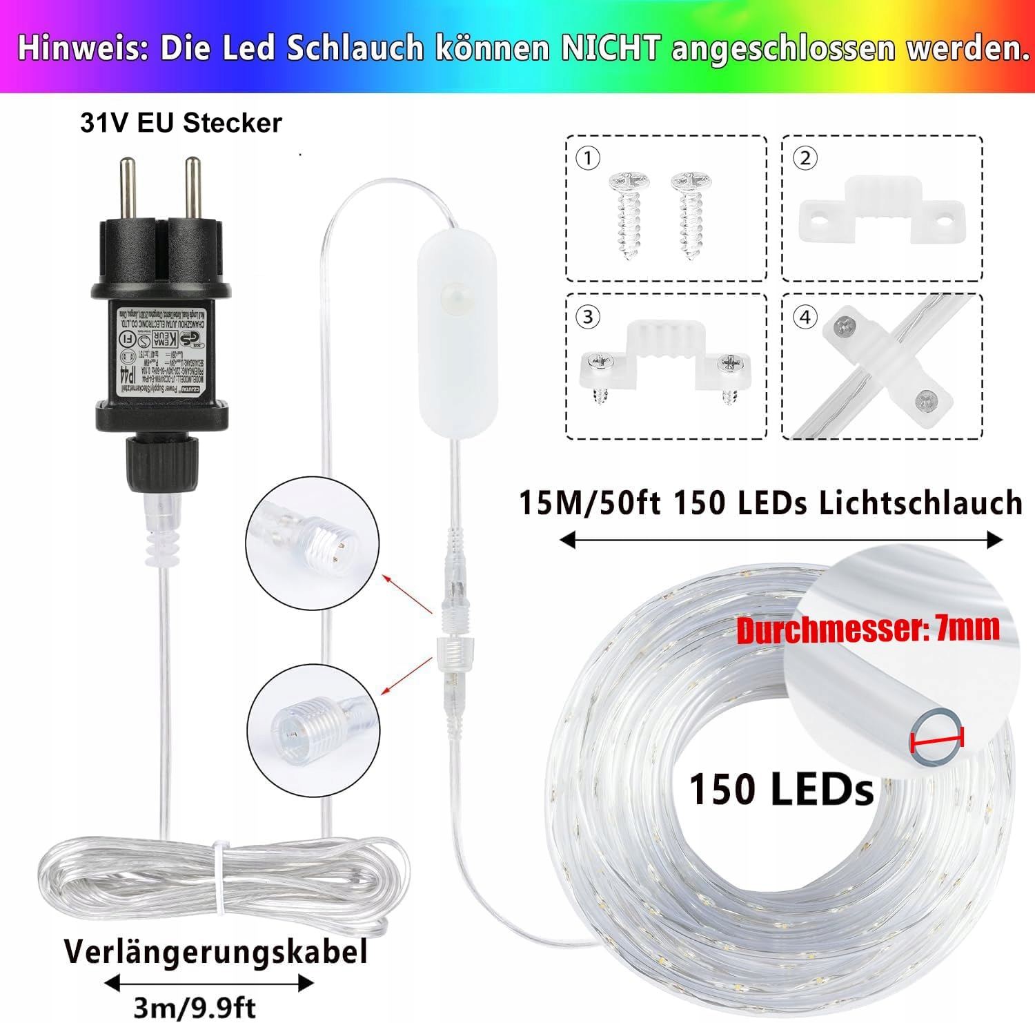 STARRYEVER 15M LED ŚWIATŁA ZEWNĘTRZNE IP68 25 KOLORÓW PILOT — miniatura 5