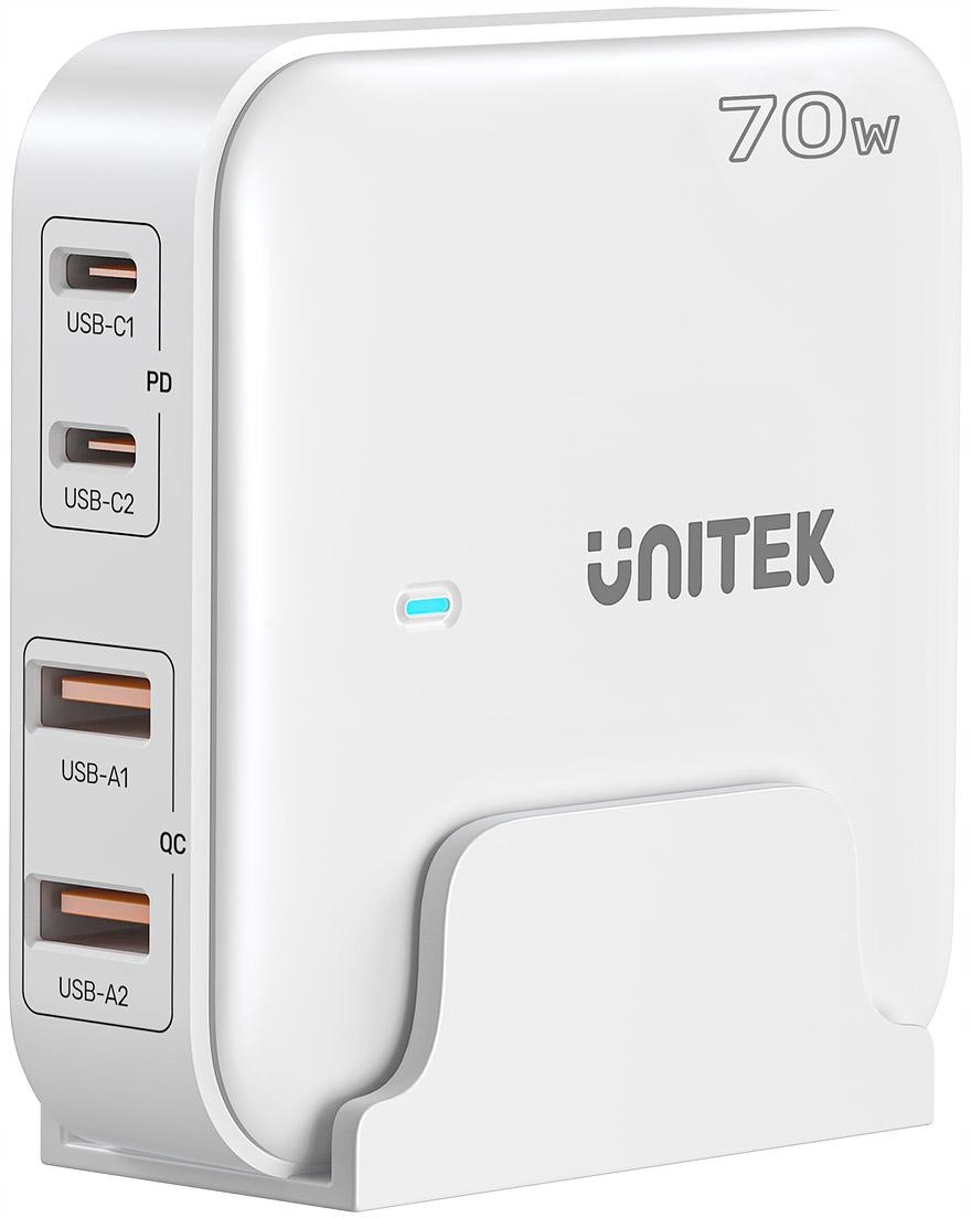 Unitek Ładowarka biurkowa GaN 70W 2xUSB-A 2xUSB-C Quick Charge