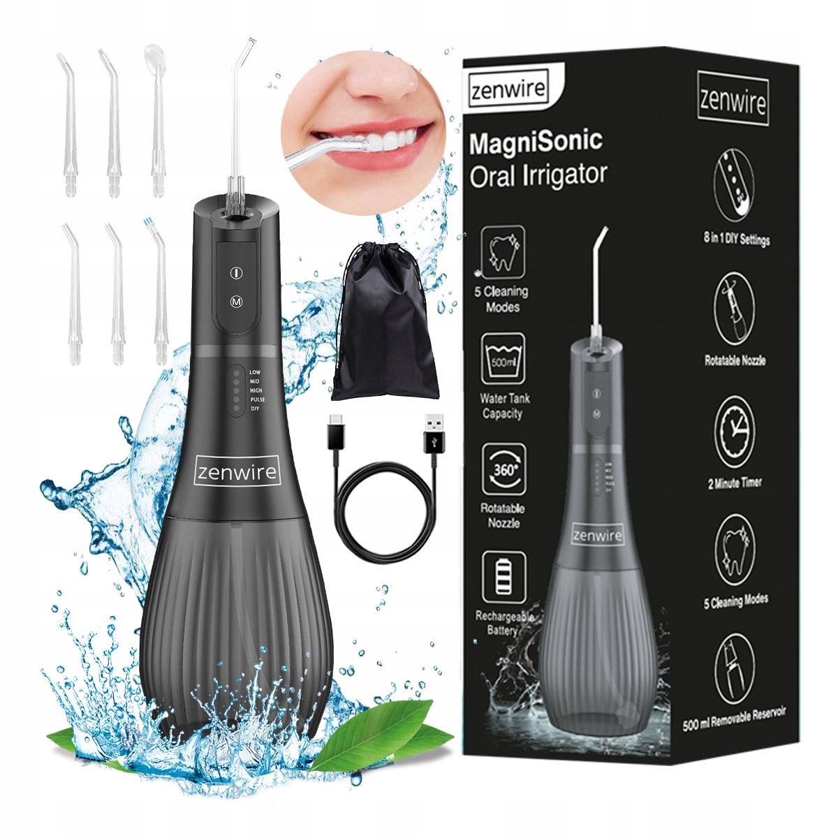 Irygator Przenośny Bezprzewodowy Dentystyczny do Zębów Jamy Ustnej 500 ml