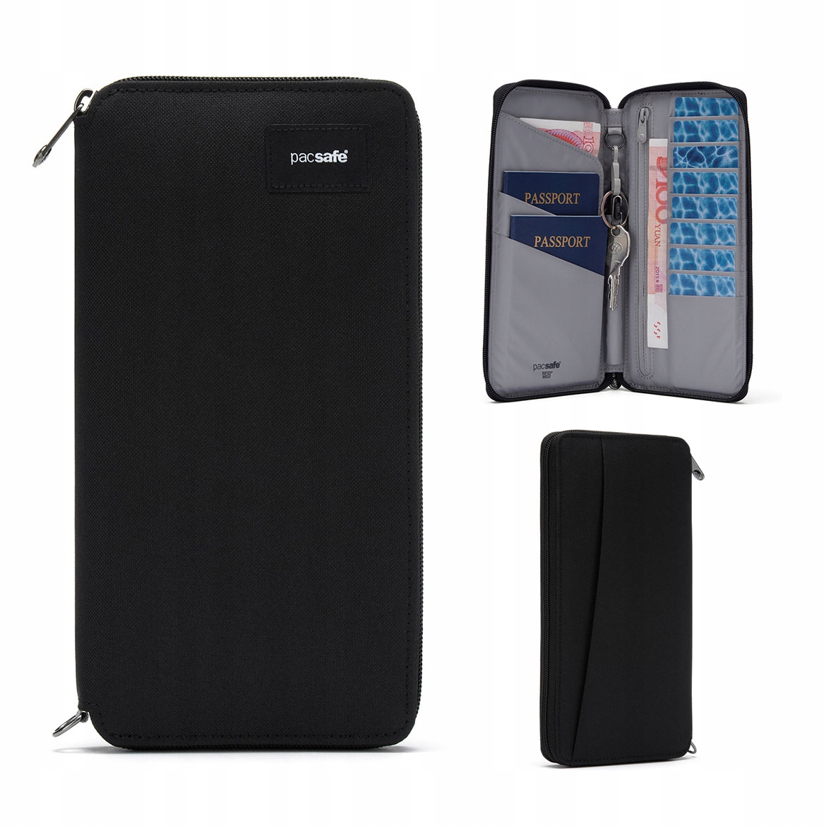 Portfel damski duży Rfid Pacsafe czarny