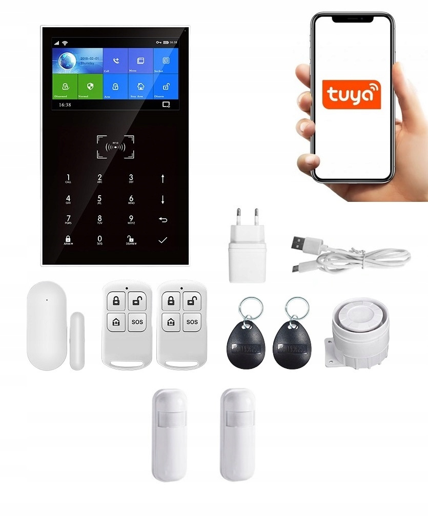Bezdrôtová Alarmová Súprava s LCD 4,3" Gsm WiFi Tuya Smart Poľský 2xPIR