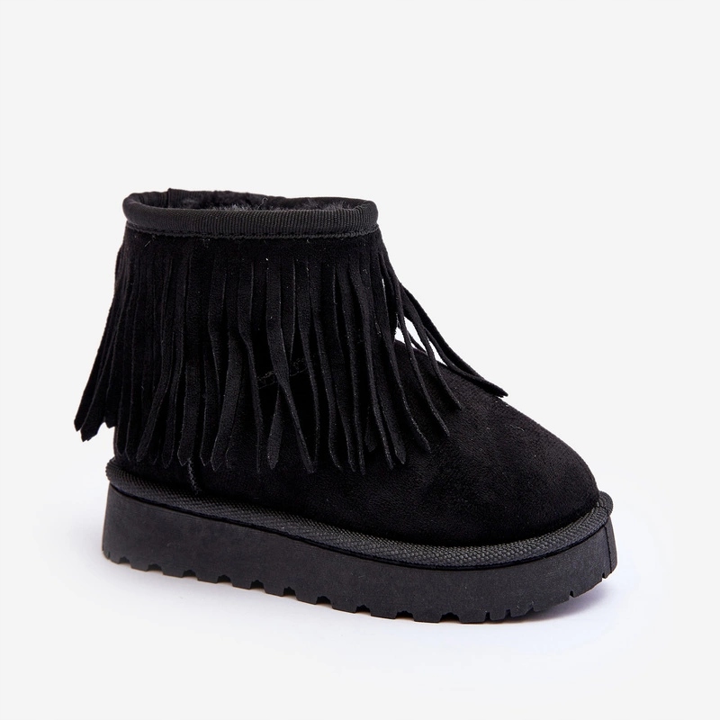 BOTKI ŚNIEGOWCE Z FRĘDZLAMI OCIEPLANE FUTERKIEM CZARNE 25