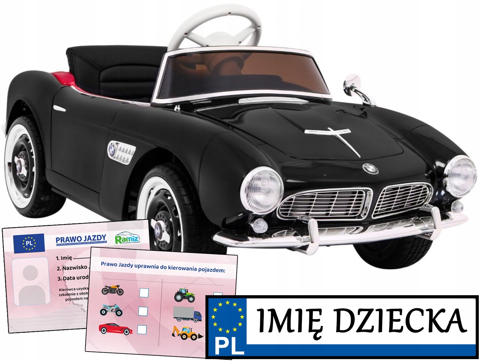 samochód dla dzieci Bmw 507 Retro panel audio pilot Autko Dla Dzieci
