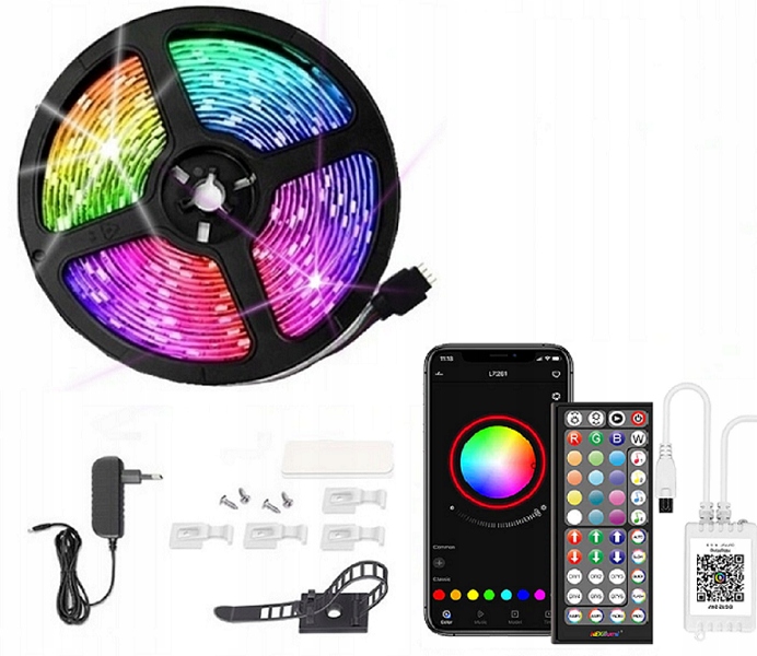 Taśma Led 7,5m Rgb 5050 Bluetooth Pilot Aplikacja Zestaw Ledy Smd 30led/m