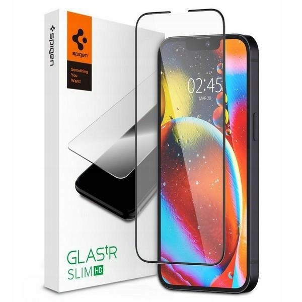 Spigen Glass Fc iPhone 17e/16e/13/13 Pro/14 szkło hartowane czarna ramka Ag