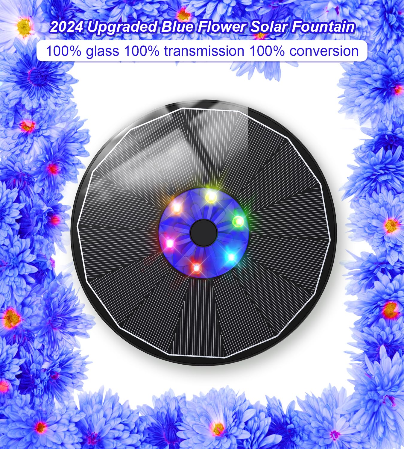 SZMP LED Solarowa Fontanna Ogrodowa 2200mAh Pompa Do Oczka Wodnego — miniatura 2