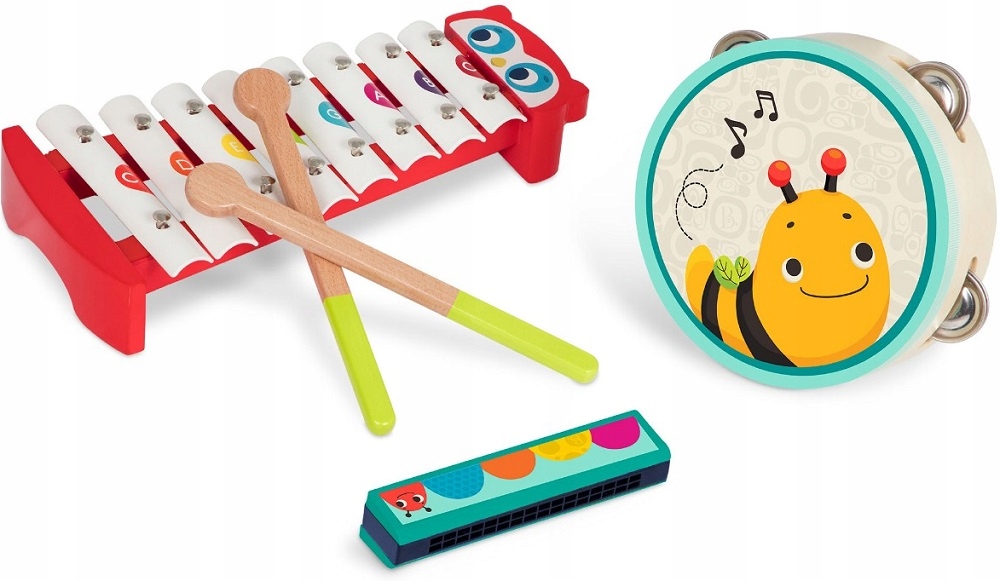 DREWNIANE INSTRUMENTY harmonijka cymbałki B.TOYS
