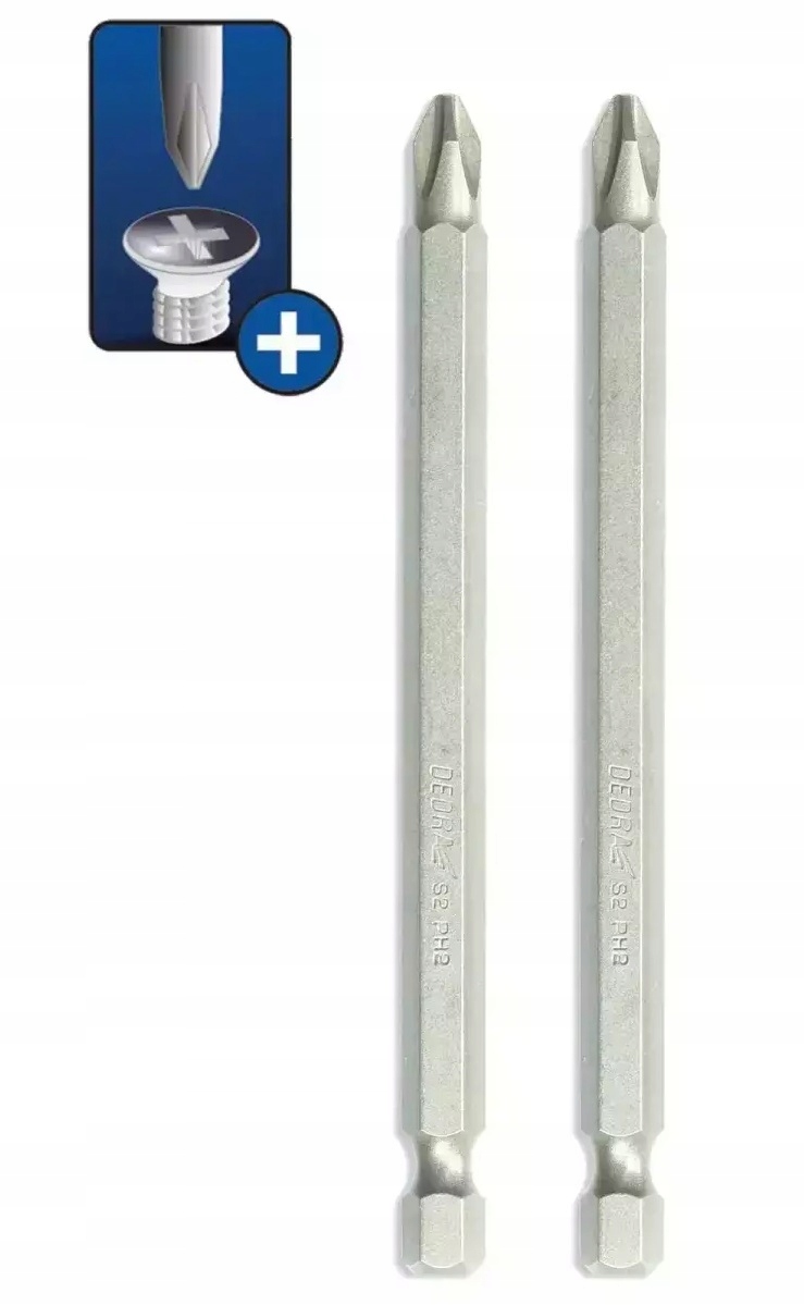 

Końcówki Bity Phillips PH2x100mm długie 3szt Dedra