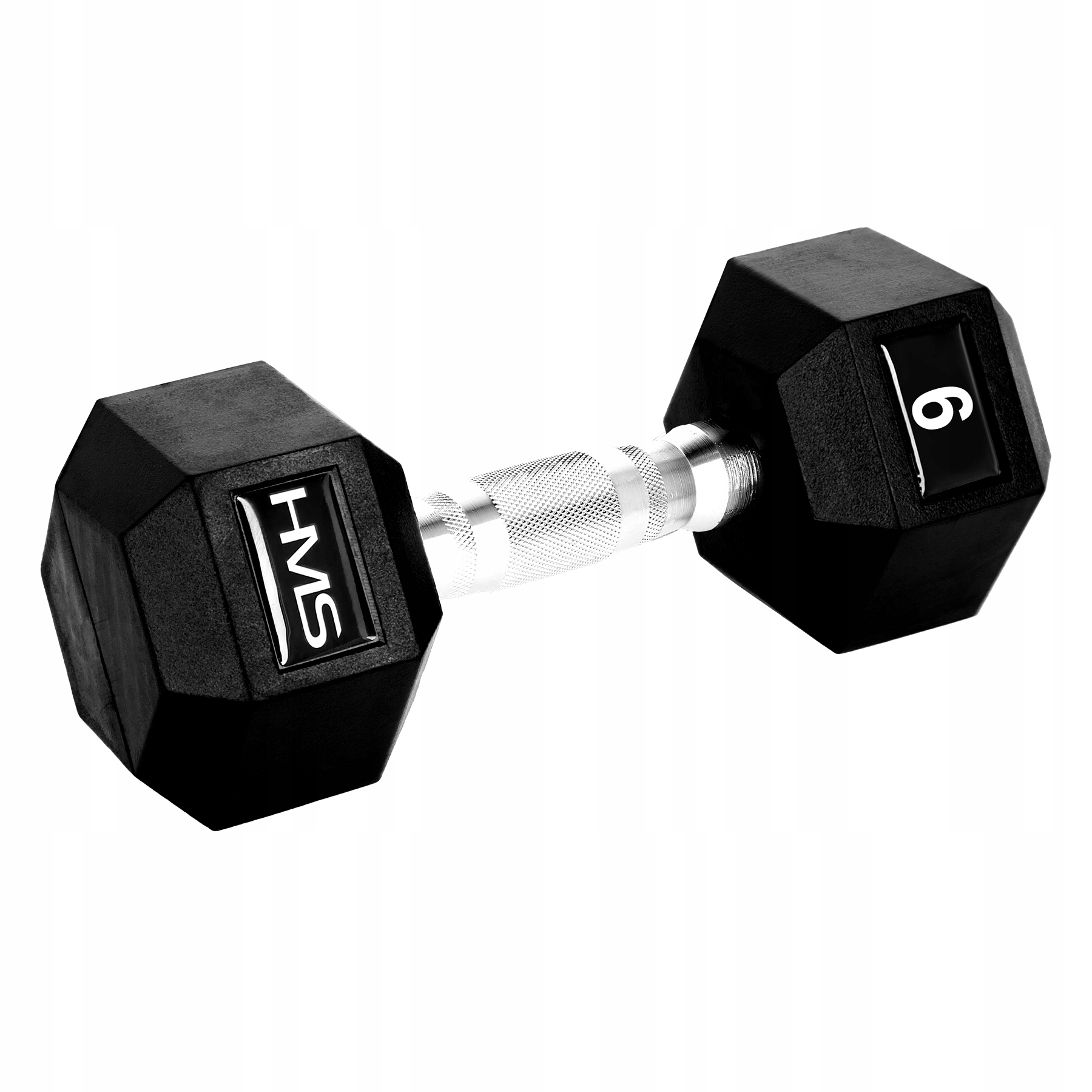 Pogumovaná činka 9 kg hex šestihranná činka trénink silový crossfit Hms