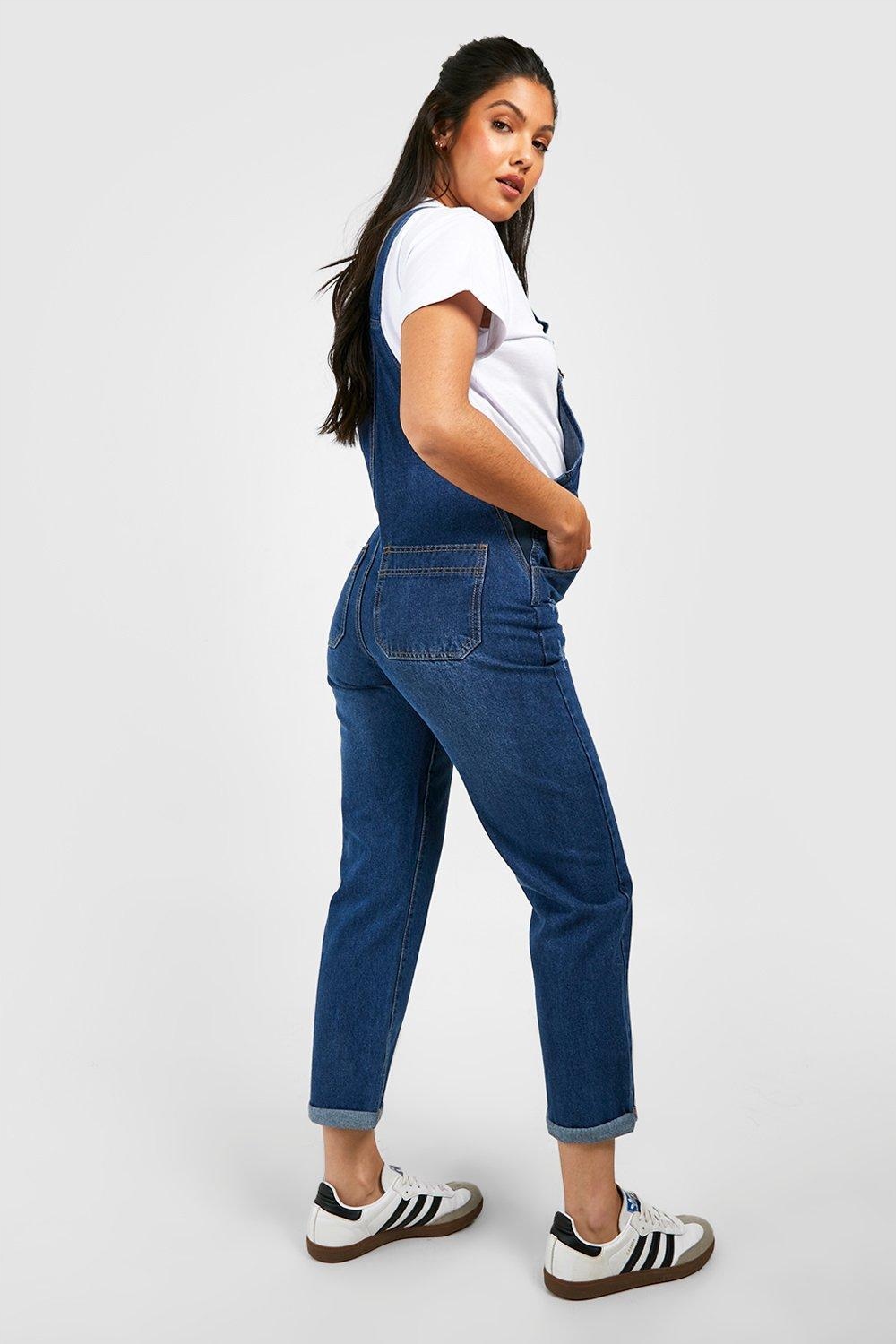 4D0B12 A02 BOOHOO MATERNITY GRANATOWE OGRODNICZKI JEANSOWE M Rozmiar M