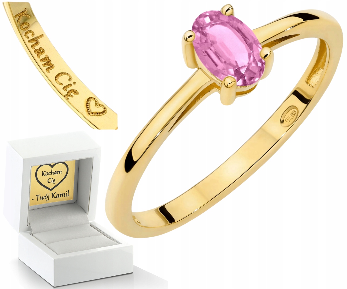 Zlatý Prstýnek S Přírodním Kamenem Růžový Safír Zlato 585 Dárek