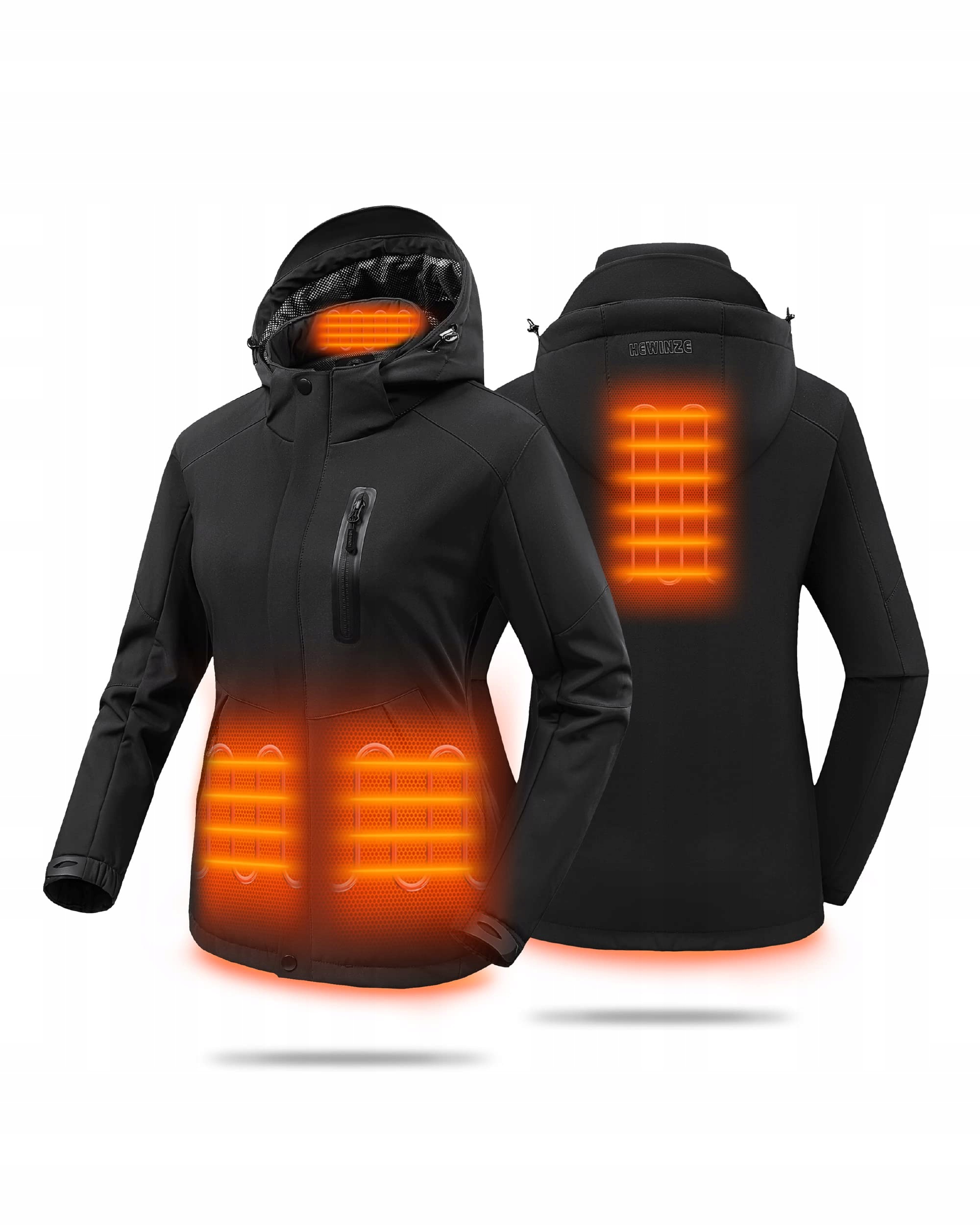 Hewinze kurtka damska ogrzewana softshell 7,4V z kapturem czarna L