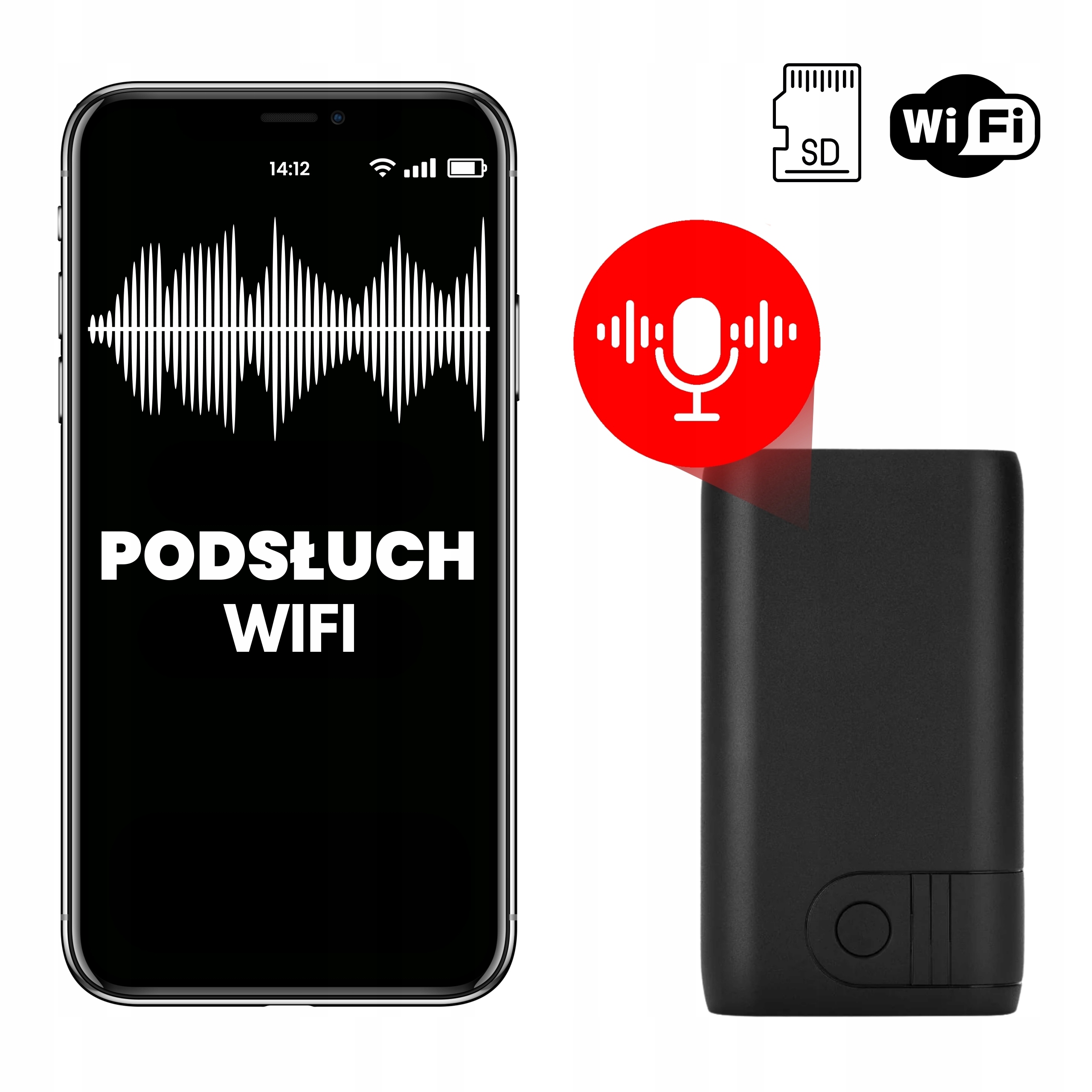 Mini diktafón na odpočúvanie Wi-Fi špionážny ploštica magnet – detekcia hlasu