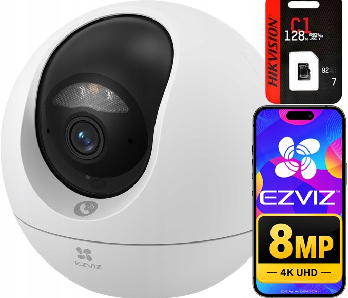 WiFi kamera Ezviz C6c 4K 8Mpx UltraHD Otočná opatrovateľka Sd karta 128Gb